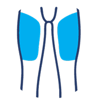 Outline graphic of a silhouette with the upper thighs shaded blue